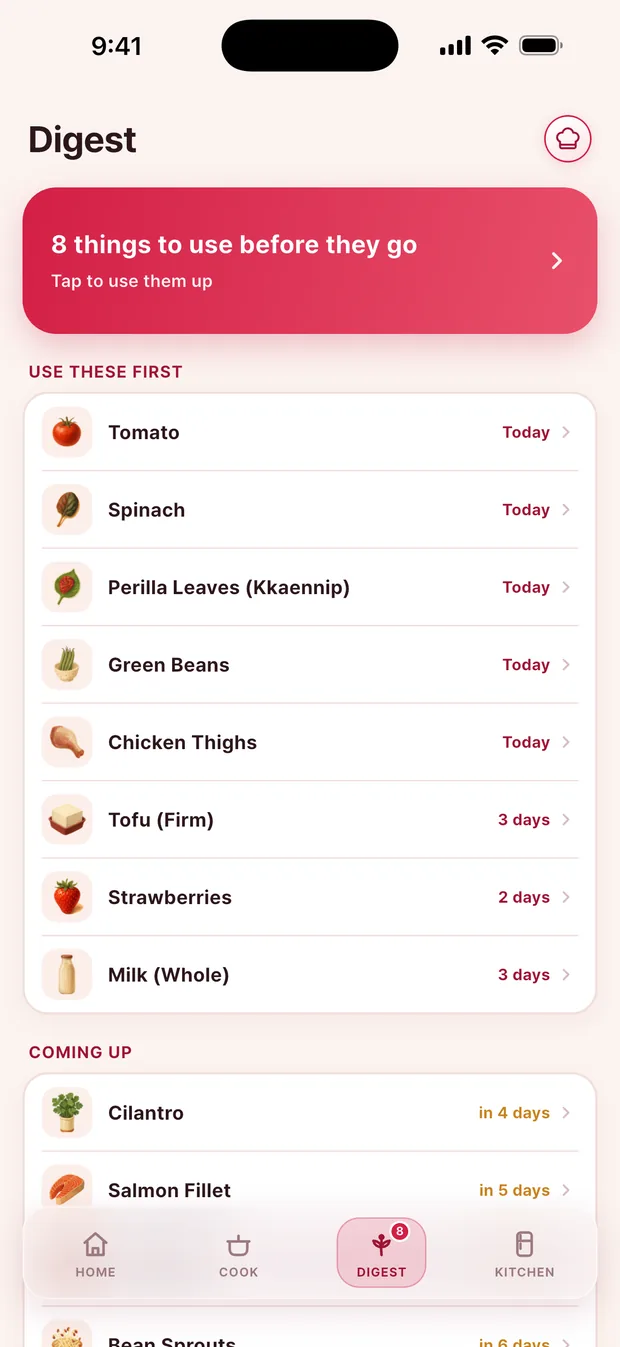 Jujube Digest listing ingredients to use before they go
