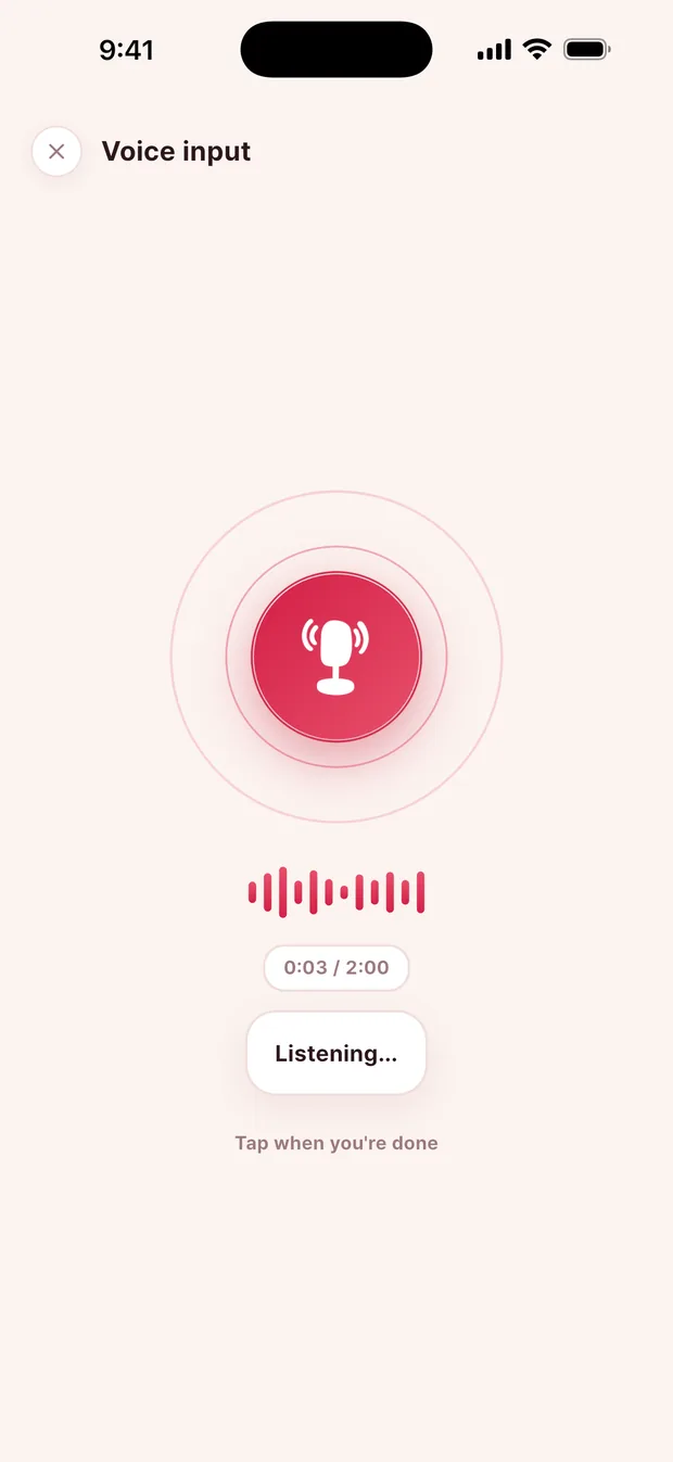 Voice input listening for a grocery haul